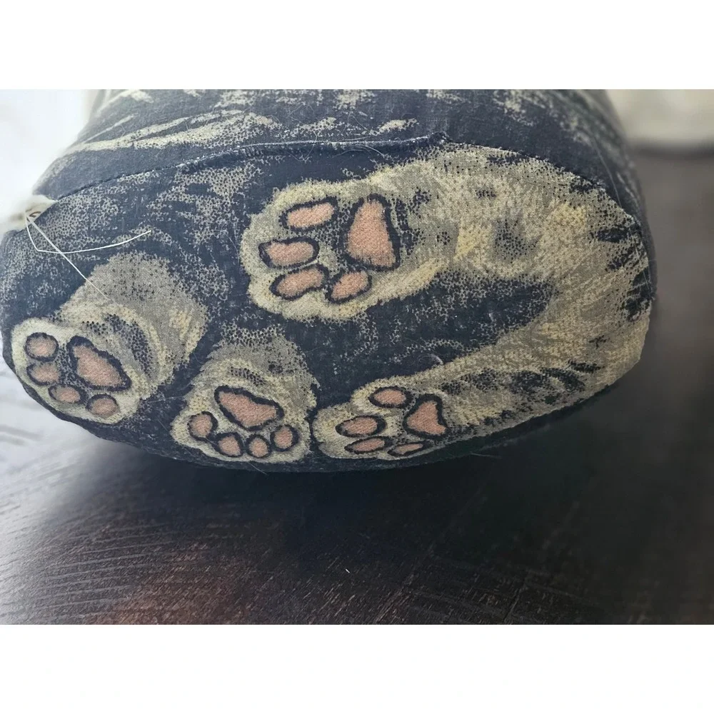 Vintage Fabric Cat Figurine country Tabby Kitten primitive doorstop - Picture 2 of 6